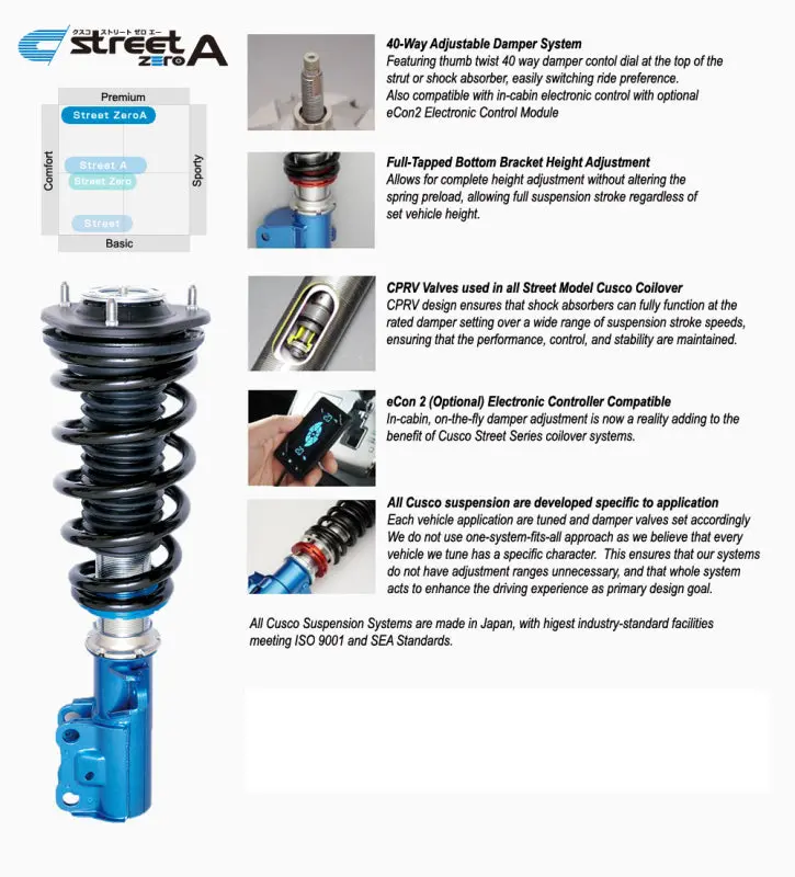 Cusco Street Zero-A 19+ Subaru Forester (Sk) 40-Way Adjustable Coilovers 1