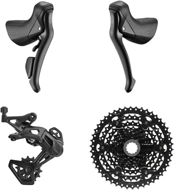 Microshift Sword Black 1X9-Speed Groupset - Includes Brake/Shifters, Rear Derailleur Medium Cage, Cassette 1