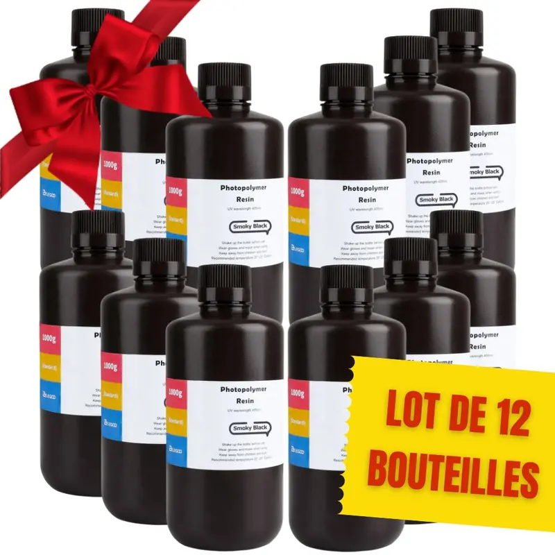 Pack Elegoo - 12X Résine Uv Abs-Like - Noir (Smoky Black) - 1 Kg 1
