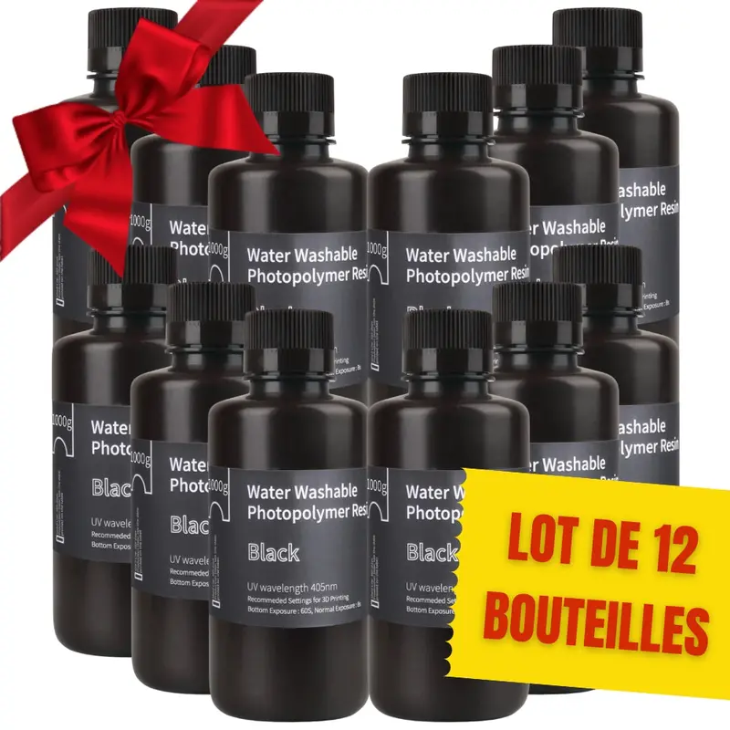 Pack Elegoo - 12X Résine Water Washable - Noir (Black) - 1 Kg 1