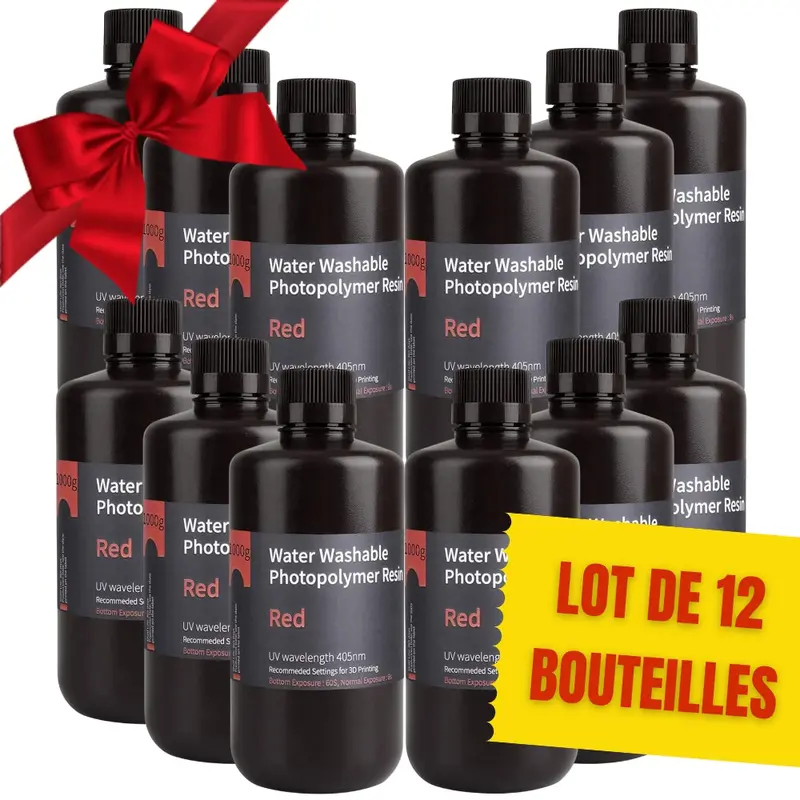 Pack Elegoo - 12X Résine Water Washable - Rouge (Red) - 1 Kg 1