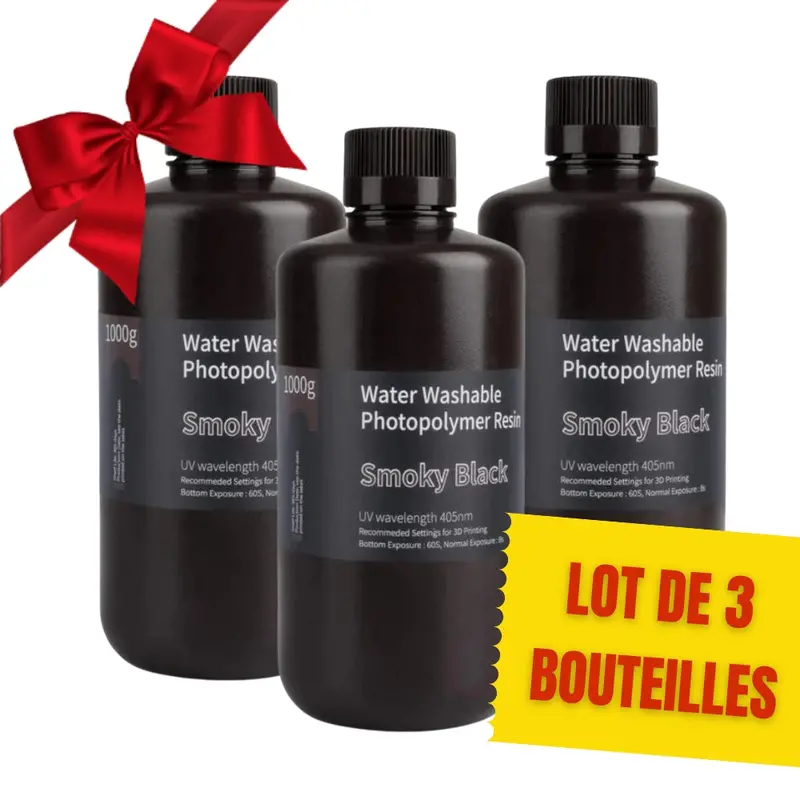 Pack Elegoo - 3X Résine Water Washable - Noir Transparent (Smoky Black) - 1 Kg 1