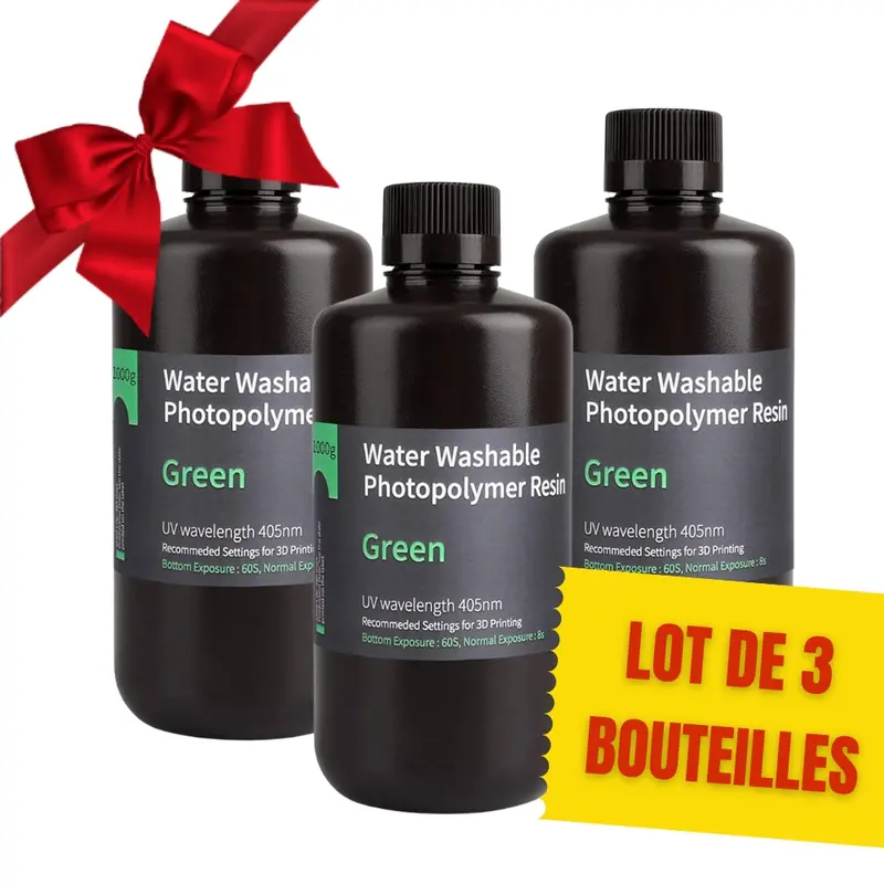 Pack Elegoo - 3X Résine Water Washable - Vert (Green) - 1 Kg 1