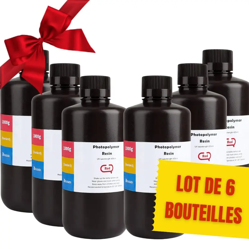 Pack Elegoo - 6X Résine Uv Abs-Like - Rouge (Red) - 1 Kg 1