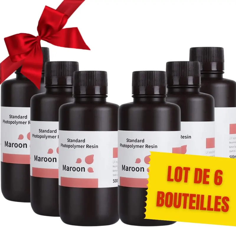 Pack Elegoo - 6X Résine Uv Standard - Bordeaux (Maroon) - 1 Kg 1