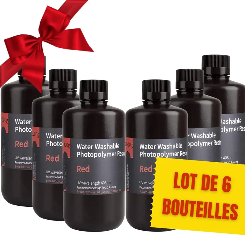 Pack Elegoo - 6X Résine Water Washable - Rouge (Red) - 1 Kg 1