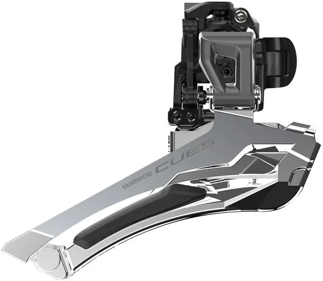 Shimano Cues Fd-U6030-X Front Derailleur - 9/10-Speed, Double, Down-Swing, 34.9Mm Band Clamp With Size Adapters, 46/50T Max, Black/Silver 1