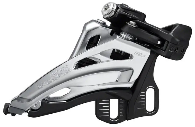 Shimano Deore Fd-M4100-E Front Derailleur - 10-Speed, Double, Side Swing, Front Pull, E-Type Mount, Silver/Black 1