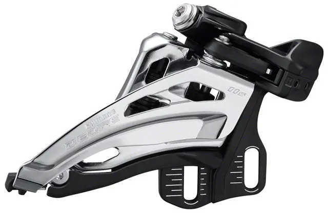 Shimano Deore Fd-M5100-E Front Derailleur - 11-Speed, Double, Side Swing, Front Pull, E-Type Mount, Black/Silver 1