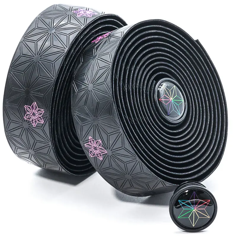 Super Sticky Kush Bicycle Handlebar Tape - Black With Pink Stars 1