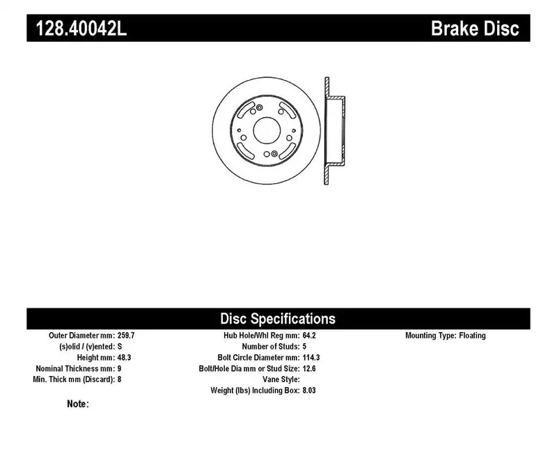 Stoptech 128.40042L Sport Cross-Drilled Rear Left Brake Rotor 1